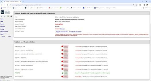 application main page