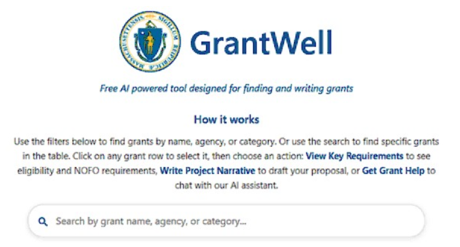 Grantwell search page