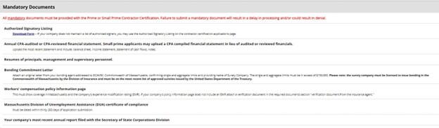 mandatory documents