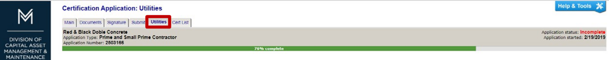 utilities tab