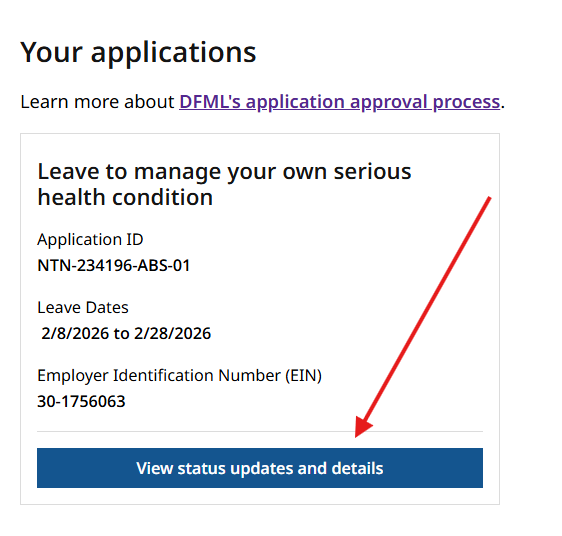 View status updates and details screenshot
