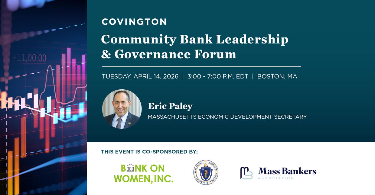 2026 Community Bank Governance Forum logo with embedded picture of Secretary Eric Paley.