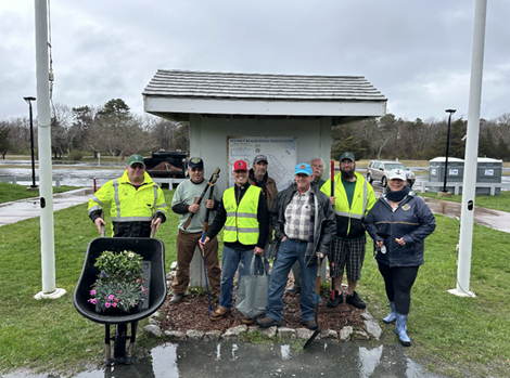 Volunteers brave the rain at Scusset Beach State Reservation.