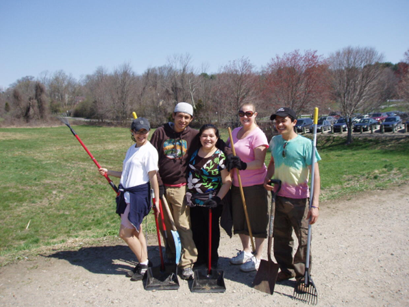 Volunteers with Shovels and Rakes at Callahan State Park in 2009.