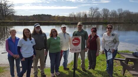 Former Secretary Beaton poses with staff and members of the BRWA in Uxbridge during Park Serve Day 2016.