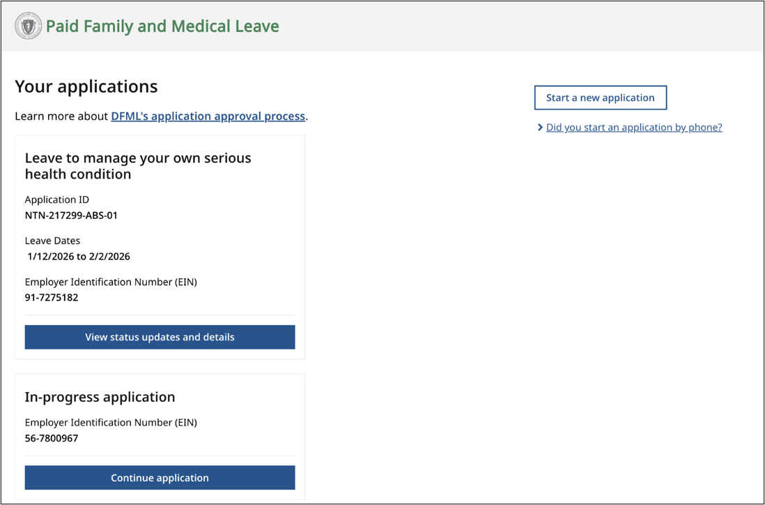 Your application portal screenshot 