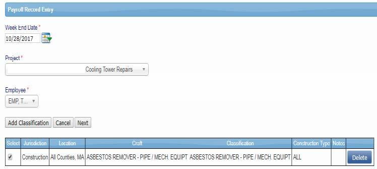 payroll record entry