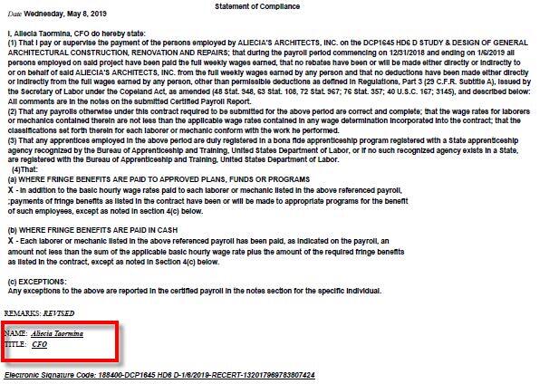 statement of compliance