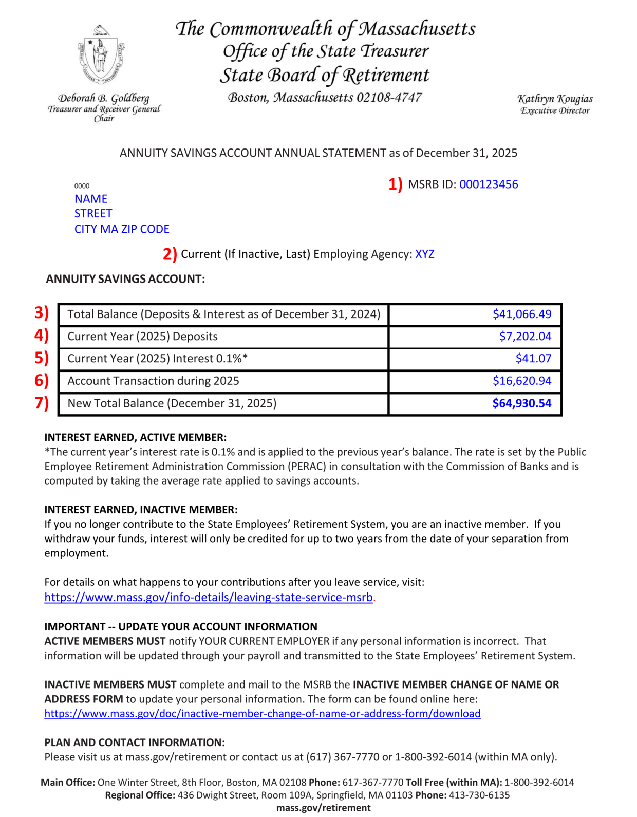 Page 1 Sample of 2025 MSERS Annuity Savings Account Annual Statement