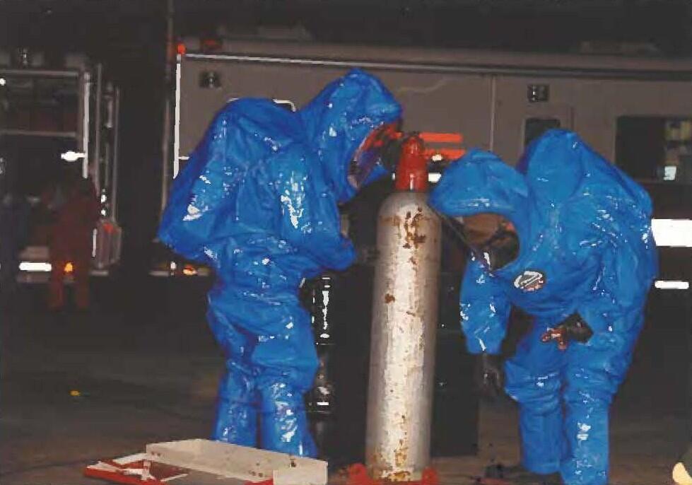 Hazmat technicians on a call in 1997