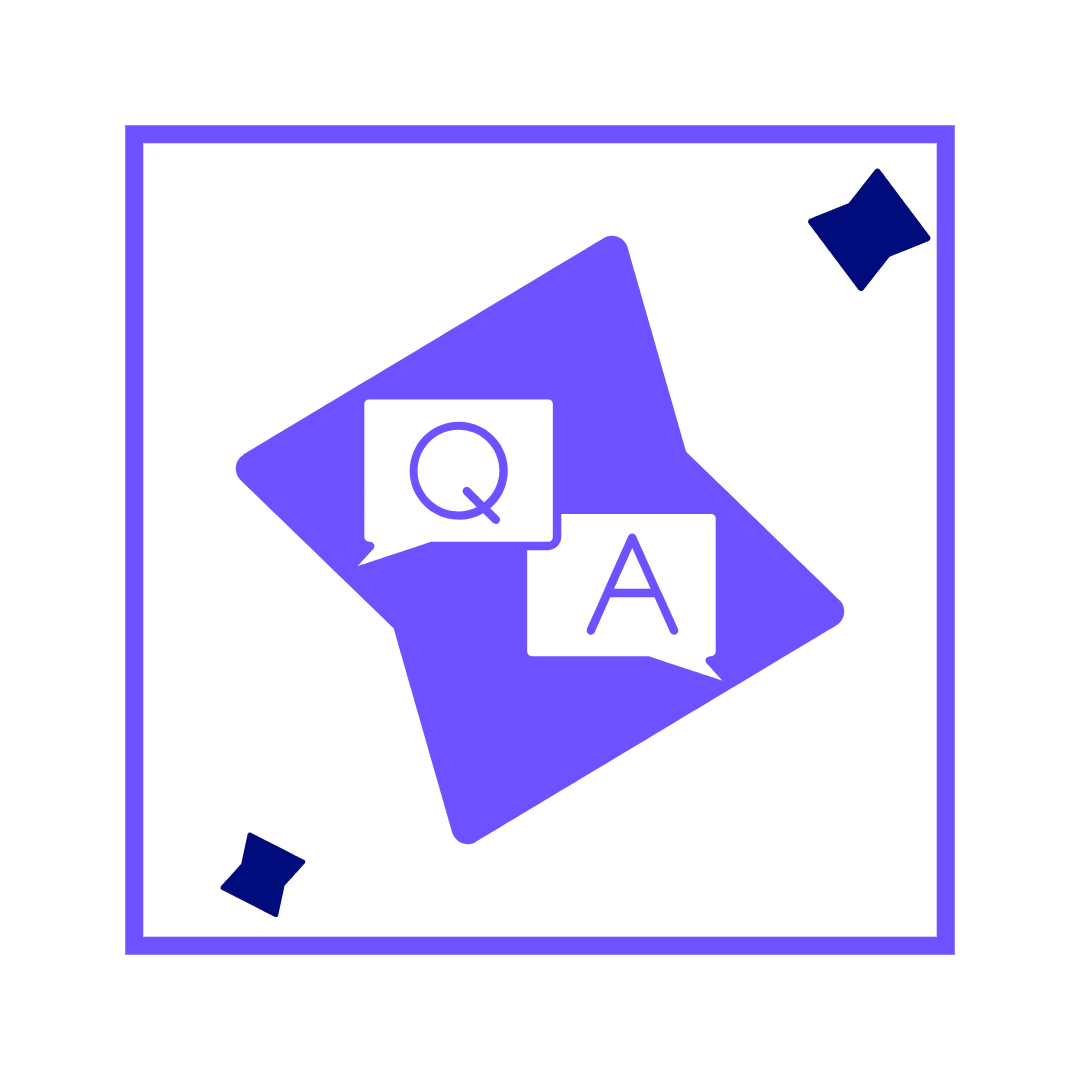 Text message boxes containing the letter Q and letter A 