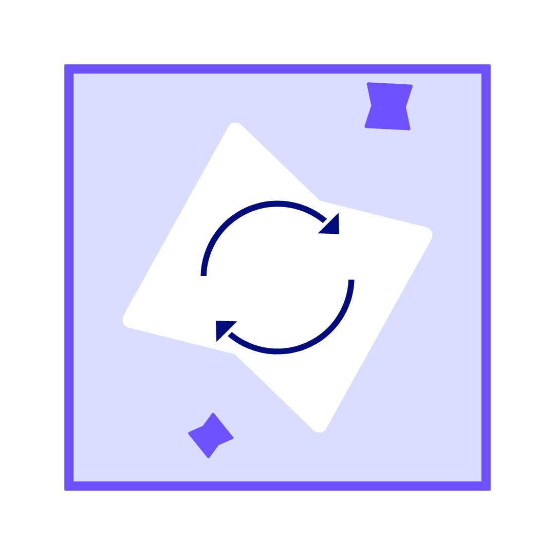 Two arrows following each other in a circle to symbolize transition