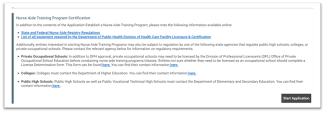 Apply to become a DPH approved Nurse Aide Training Program Step 3