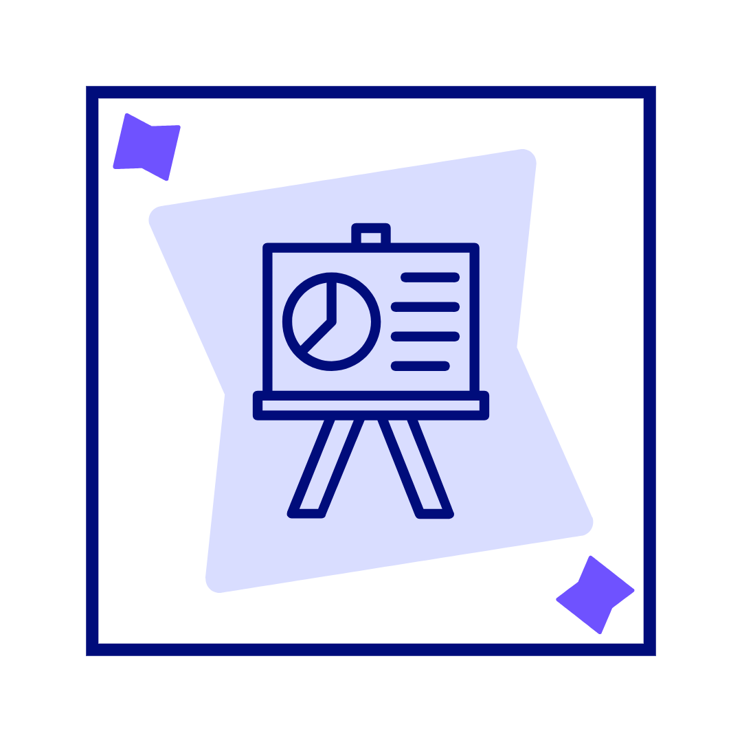 Presentation slide on an easle 