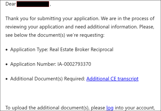 Email example screenshot