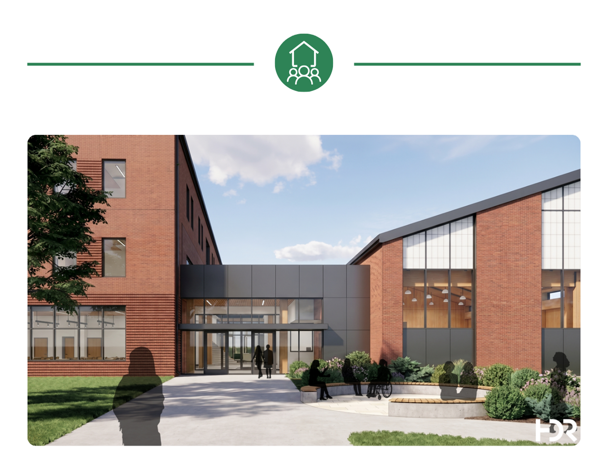 Community Wellness & Learning Center Front Entry Rendering
