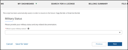 Military Status Screenshot