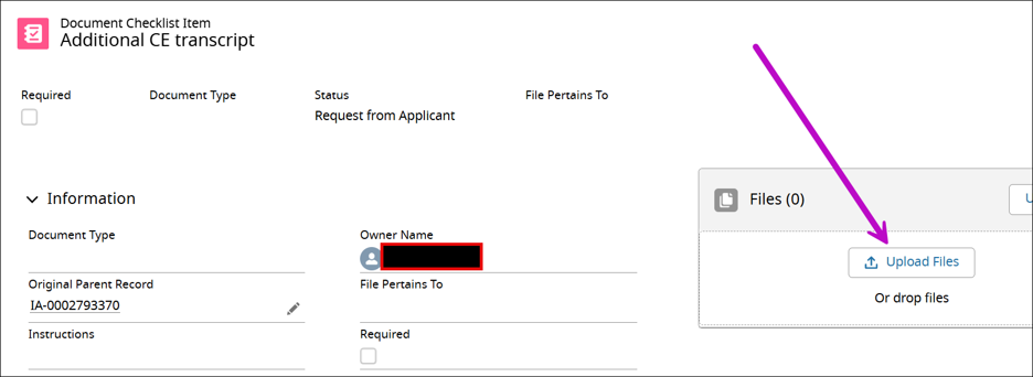 Upload files screenshot