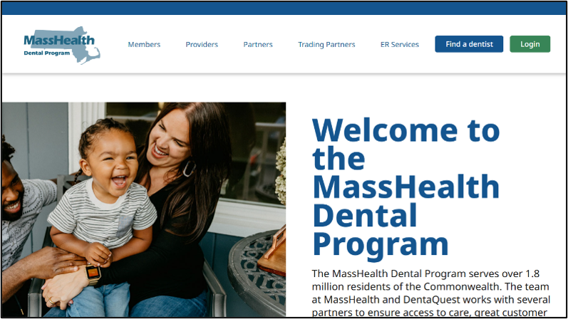 Homepage for the MassHealth Dental Program 