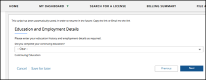 Education and Employment Screenshot