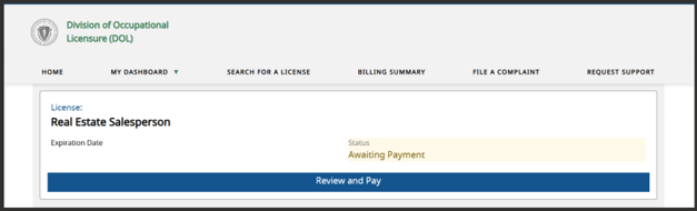 Licenses and Permits Screenshot