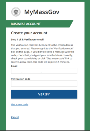 Mymassgov Create Your Account Step 1 Screenshot