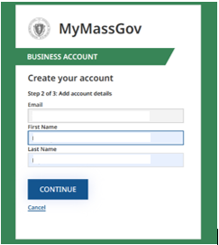 Mymassgov Create Your Account Step 2 Screenshot
