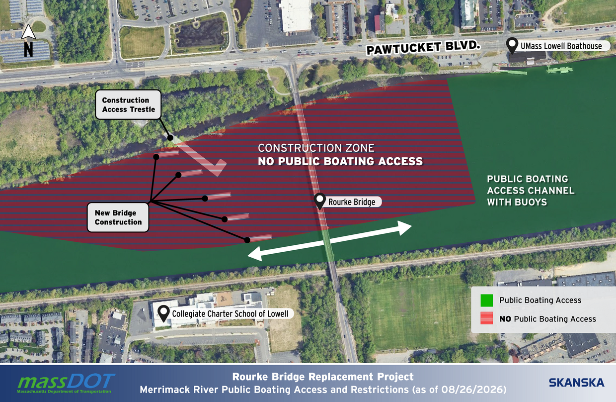 Rourke Bridge Replacement project: boating access and restrictions as of 8/27/26