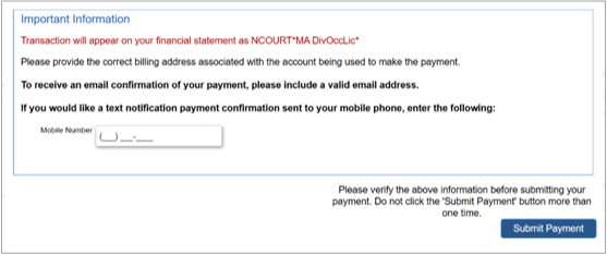 Submit Payment Screenshot