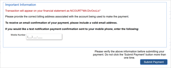 Submit Payment Screenshot