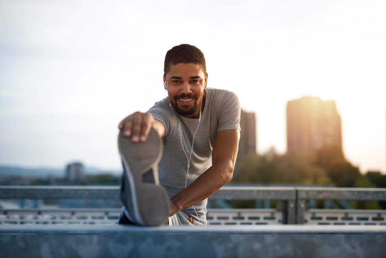 man stretching