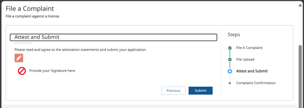 Attest and Submit Screenshot