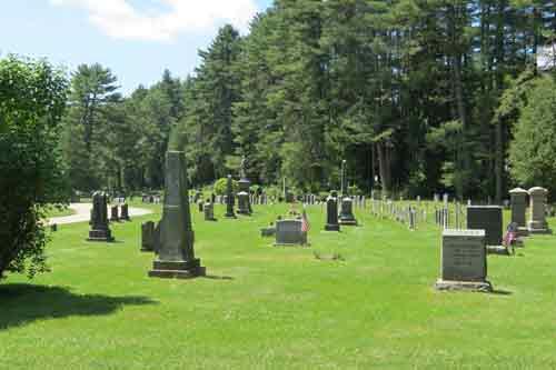 The view from the Cemetery Building looking southwest towards Monson Turnpike