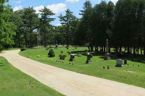 The same perspective in 2013 showing the location of the Town Monuments