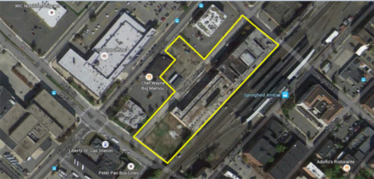 aerial view of Springfield Union Station property for sale/lease