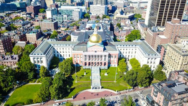 Aerial view of the Massachusetts State House