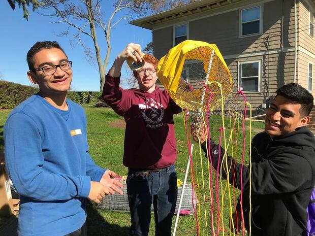Students of the Theta Chi Fraternity design and create flags