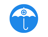 umbrella with cross icon represents insurance benefit