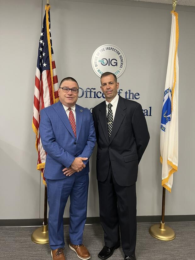 James McNeill, the Director of Veterans' Services at the OIG, with Inspector General Jeffrey Shapiro
