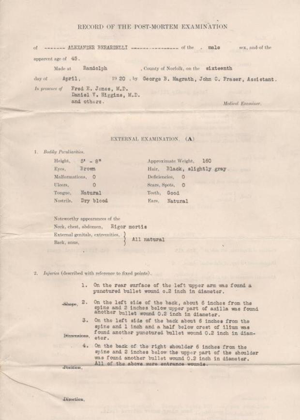 Record of the post-mortem examination
