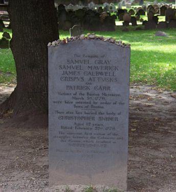 Memorial to Boston Massacre victims in Granary Burying Ground