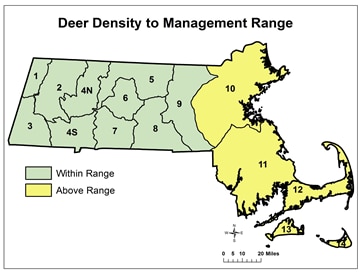 Deer density to management range map