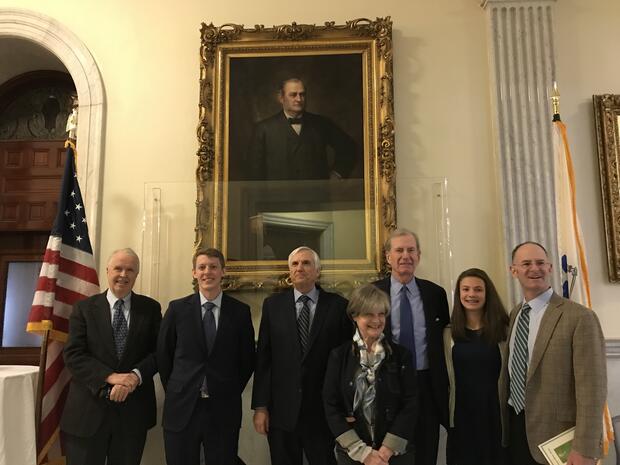 Members of the Ames family at the unveiling of Gov. Ames historic portrait.