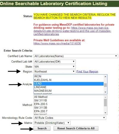 Screenshot of Lab Search Database