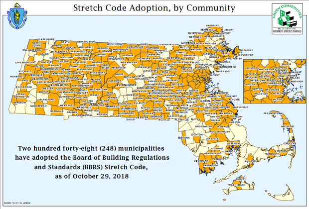 map of 248 towns that have adopted Stretch Code