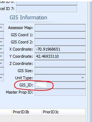 Screen capture of AssessPro 5 GIS_ID cama field
