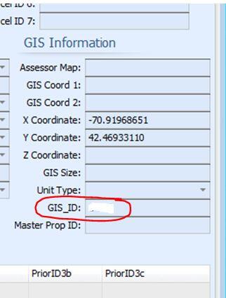 Screen capture of AssessPro 5 GIS_ID cama field