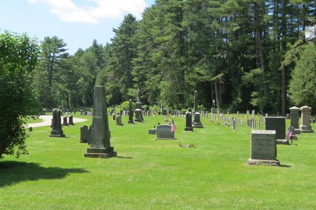 The view from the Cemetery Building looking southwest towards Monson Turnpike  ​