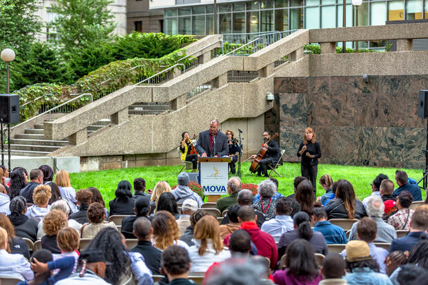 Josh Moulton speaking at the 2018 Honor Program