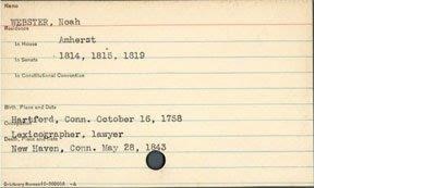 Noah Webster Biographical Card file image